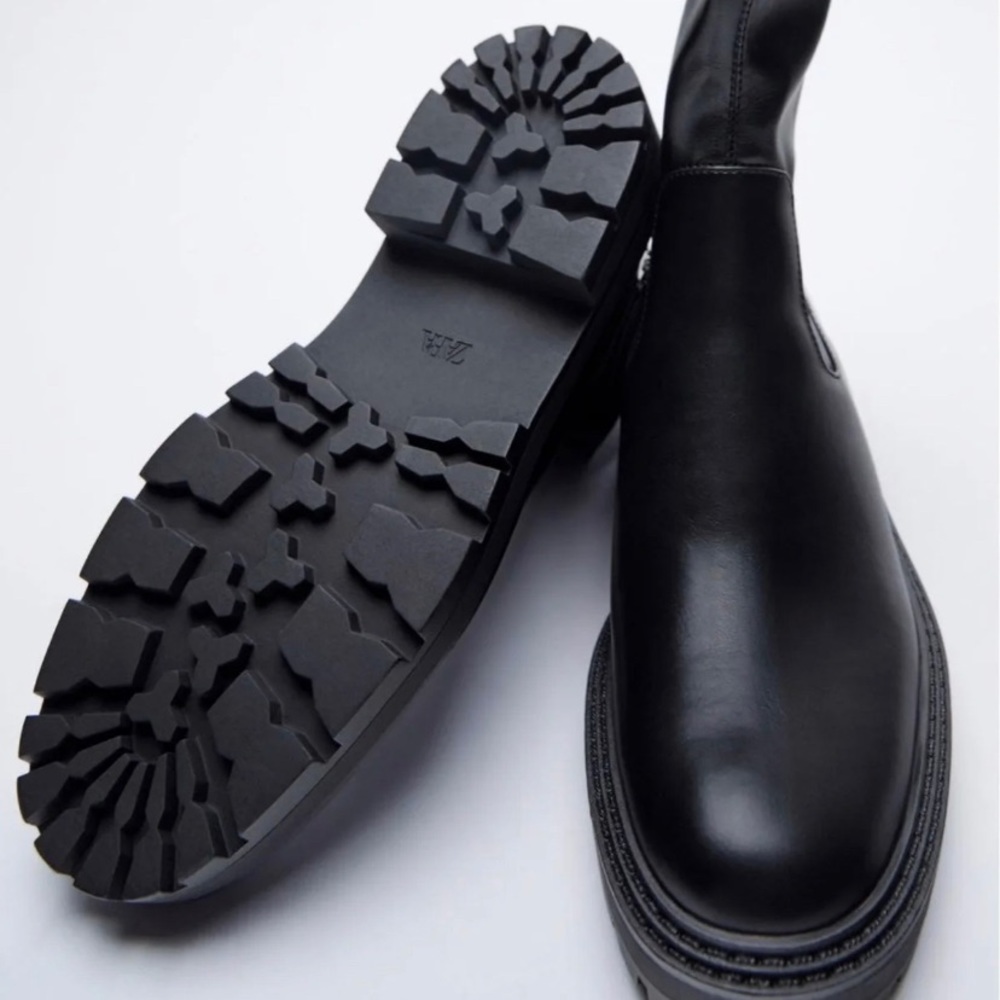 Zara leather sole lug boots